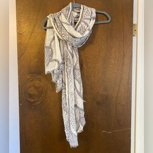 Y2K Soft Bedazzled Hippie Scarf in Gray and White size One Size